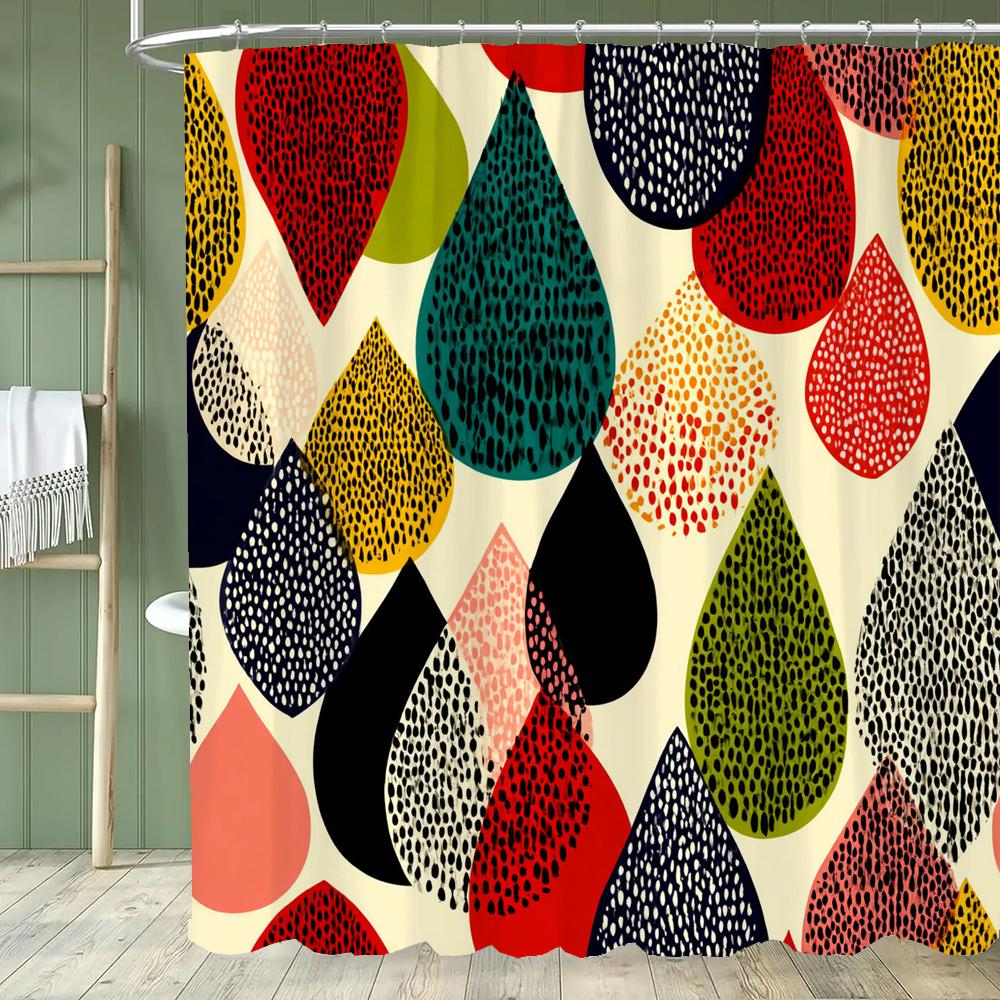 Modern Minimalist Color Raindrop Pattern Shower Curtain,Printed Fabric Bathroom Curtains,Home Decoration Curtain With Hooks