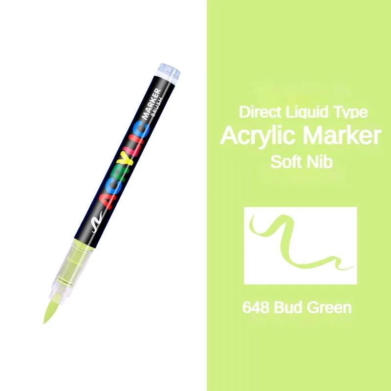 GUANGNA 16 Colors Direct-liquid Acrylic Marker Pen Waterproof Pen Soft Brush Nib for Glass Stone Metal Art Supplies Stationery