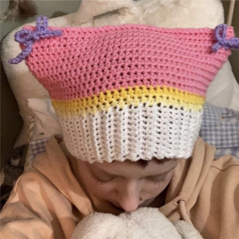 Fashion Women Beanie Hat Lovely Girls Devil Ear Knit Hats Photography Headwear