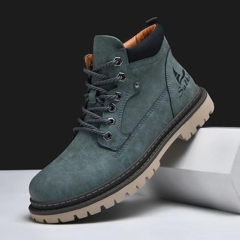Handmade Men Boots Ankle Winter Leather Shoes Autumn Outdoor Hiking Boots Sneakers Hombres Botas High Top Footwear Anti Slip