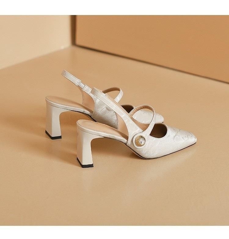 

Женские туфли на высоком толстом каблуке с квадратным носком, ретро-универсальные, под ципао, модные, с сумкой, сандалии 41 абрикосовый