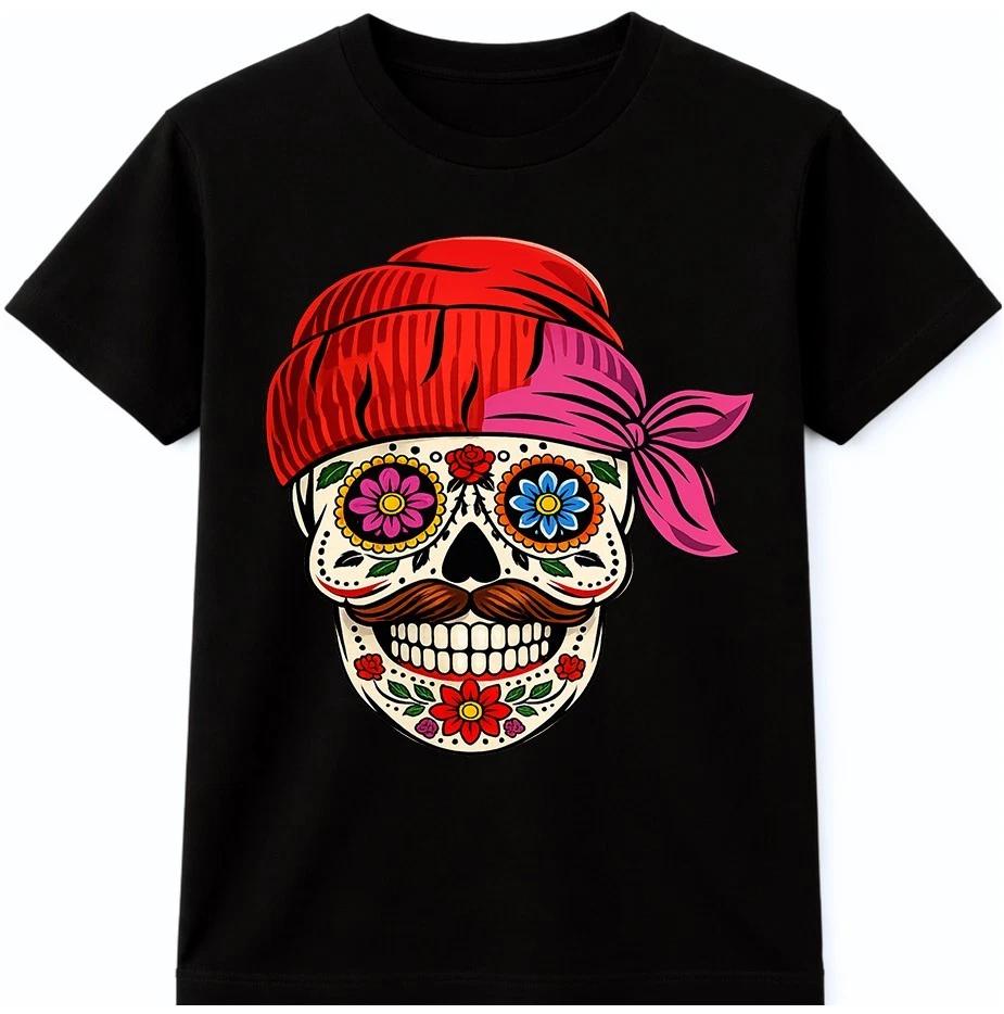 Sugar Skull T-Shirt Day of the Dead Dia de los Muertos Gothic Graphic Floral Tee 3XL