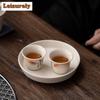 40ml Hand Painted Goldfish Tea Cups Grass Wood Gray Glazed Tasting Fragrant Cup Ceramic Msater Cup Meditation Cup Kung Fu Teaset