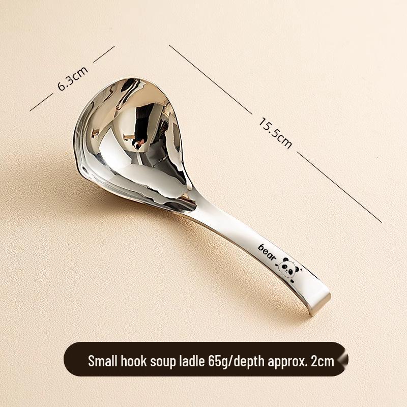 Food Grade 316 Stainless Steel Large Square Head Soup Ladle with Deepened Short Handle for Serving and Eating Porridge or Soup.