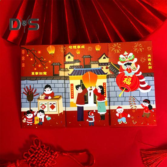 6Pcs Chinese New Year Red Envelopes 2025 Lunar Yera of The Snake Red Money Pocket Spring Festival Lucky Hong Bao