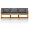 vidaXL 3-seater Garden Sofa In Solid Acacia Wood with Dark Grey Cushion