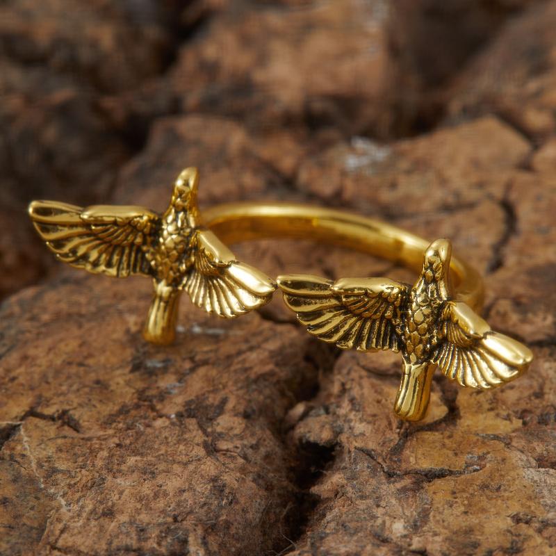 And Creative Two Bird Style Open Ring, Women'S Retro And Trendy Holiday Party Accessories, Jewelry Gifts