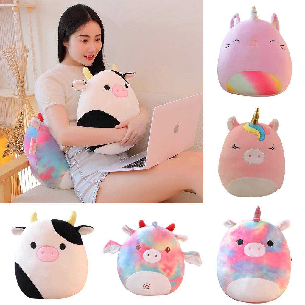 Cute Unicorn Plush Toy Bat Pillow For Kids Rainbow Pig Cat Cow And Bat Designs 35cm