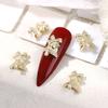 2Pcs Christmas Nail Design Set Christmas Bell Elk Sled Zircon Tree Nail Zircon Art