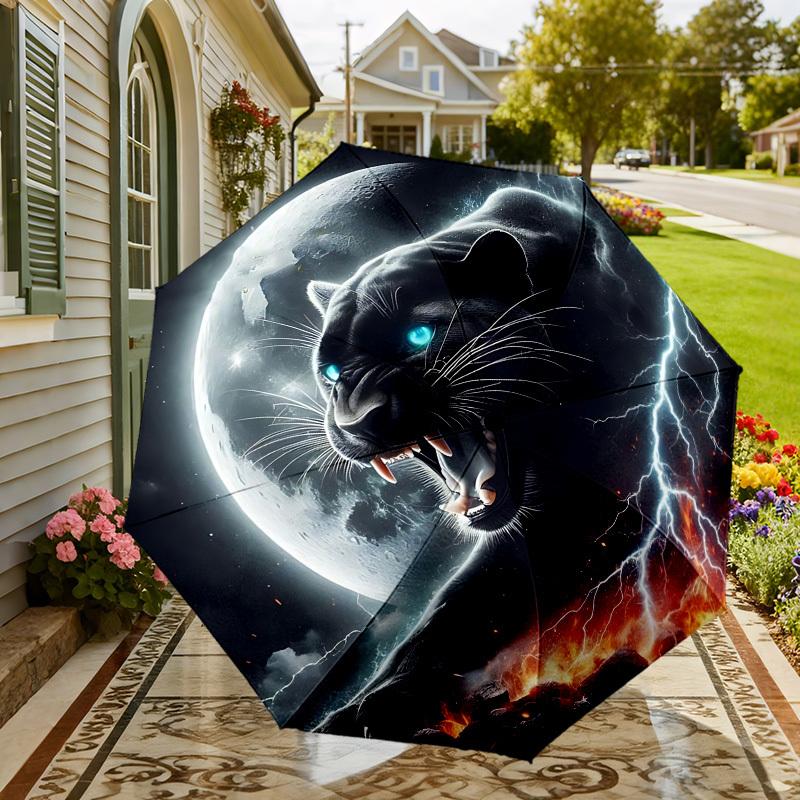 Black Panther Moonlit Storm Umbrella: Automatic Opening & Closing, Outdoor Travel Accessory, Lightweight and Durable