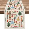 Christmas Vintage Nutcracker Table Runner Polyester Rectangular Tablecloth for Kitchen & Dining, Perfect for Family Parties