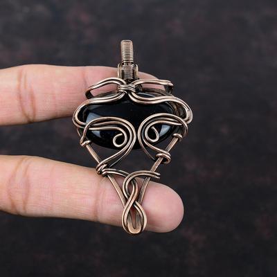 Black Onyx Copper Pendant Wire Wrapped Pendant Natural Gemstone Pendant Handmade Brand New Pendant Copper Wire Wrapped Jewelry Gift For Her