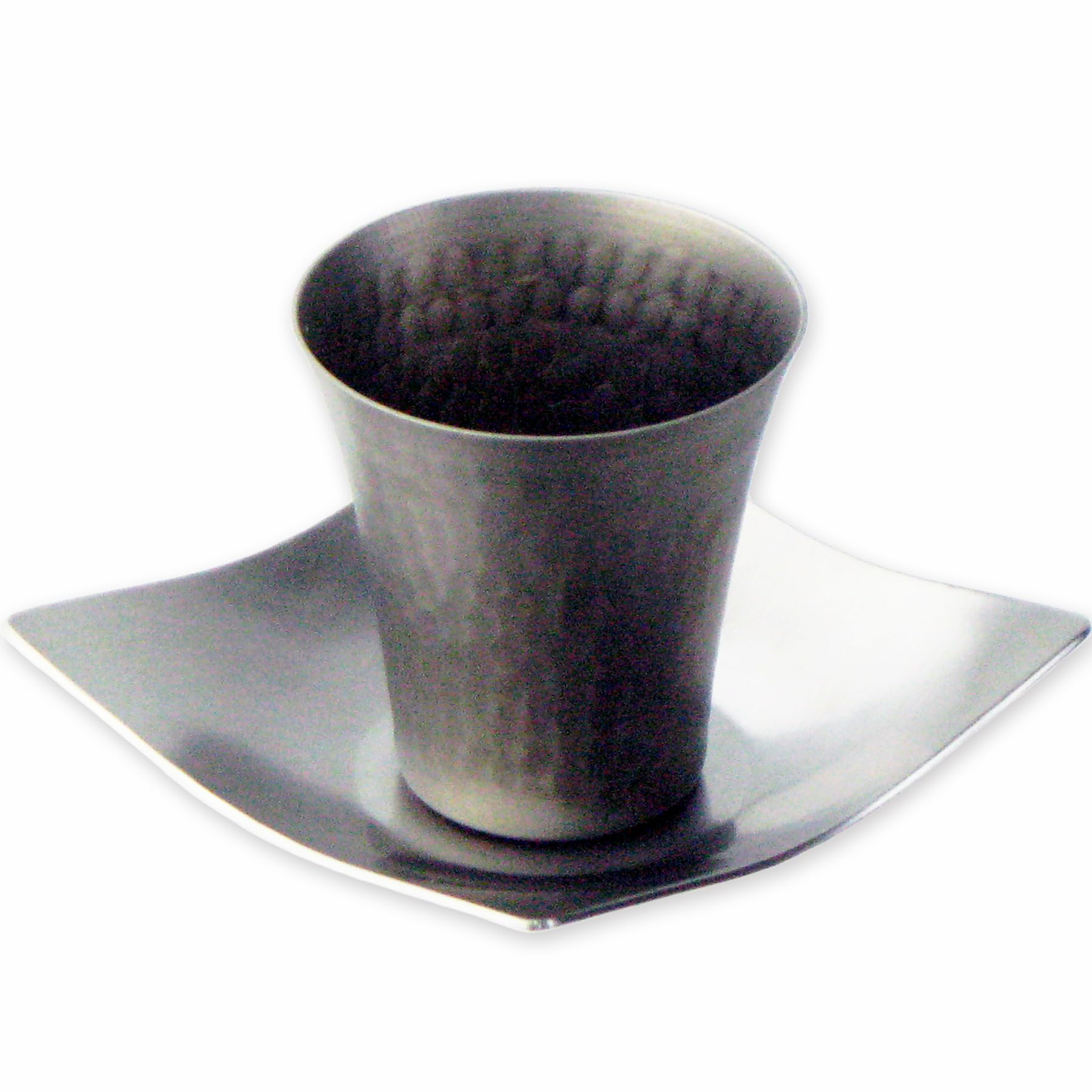 Nagao Sake Glass 65ml Titanium with Made in Japan Saucer, Spill-proof Set, SAKEMOOD,
