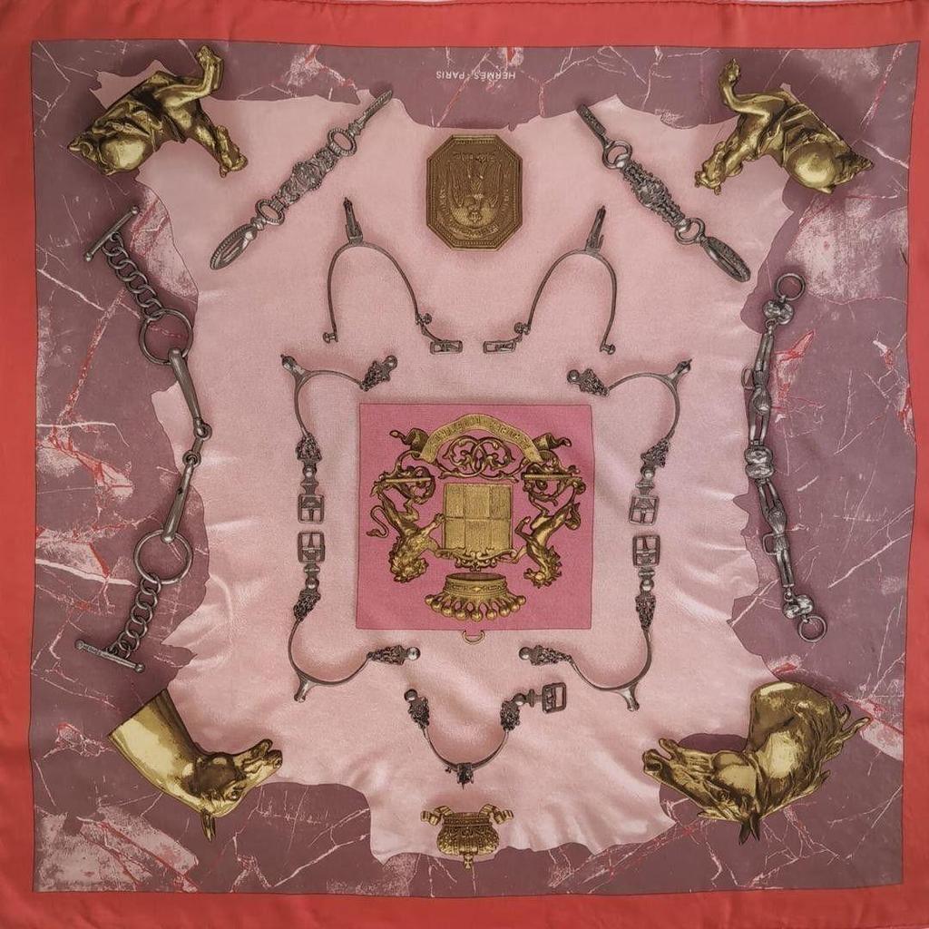 Used Hermes Carre PARURES EQUESTRES Scarf 84B