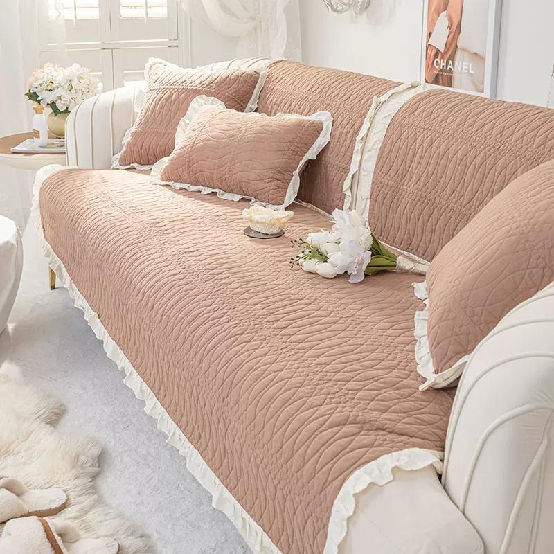 Cotton Sofa Cushion Four Seasons Universal Non-slip Fabric Simple Modern Living Room with Back Towel Cover Cloth