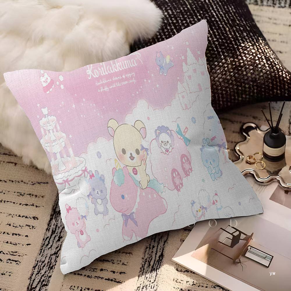 Popular Cute R-rilakkumas Bear Cushion Cover Car Throw Pillow Case For Sofa Car Christmas Gift 40x40cm 45x45cm