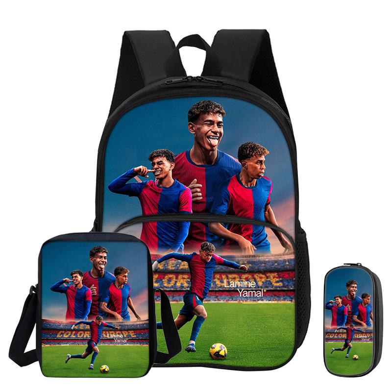 L-Lamin Yamal 3 vnt. rinkinys su priekine kišenė Kuprinė Sportinės peties rankinės Futbolo žvaigždės Pieštukinė Mokyklos krepšiai Kuprinė