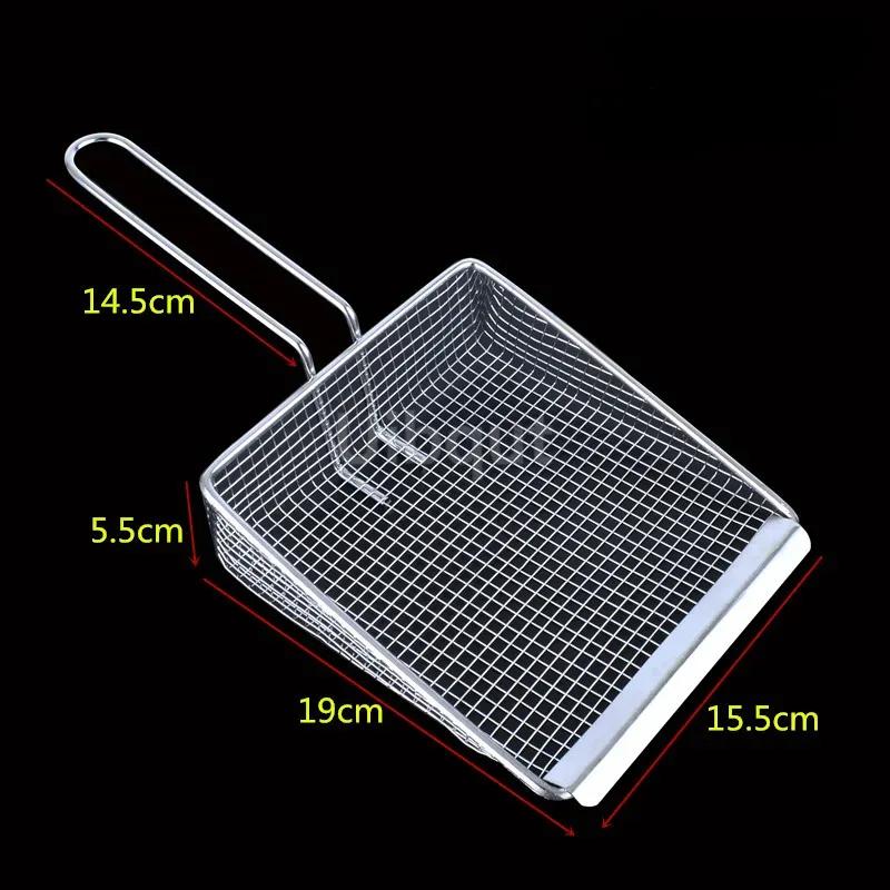 Stainless steel fryer screen French fries frame square filter net encrypt colander strainers shaped Frying mesh basket strainer