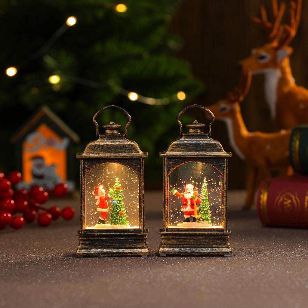 Christmas Water-Filled Lantern Night Light - Festive Desktop Ornament & Decoration Gift