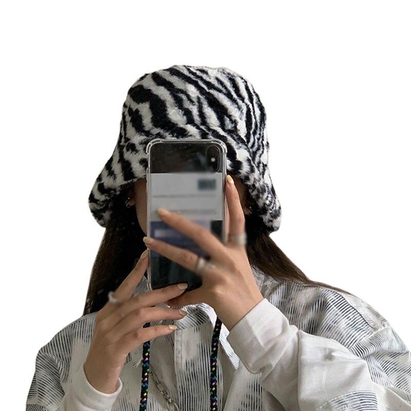 Retro Plüsch Fischer Hut Frauen Herbst Winter Dicke Eimer Hüte