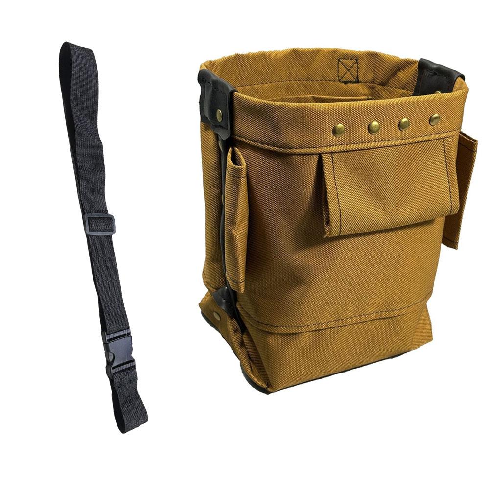 Heavy Duty 1200D Oxford Tool Waist Bag With Reinforced Leather Belt For Electrician Carpenter Gardener Storage Organizer