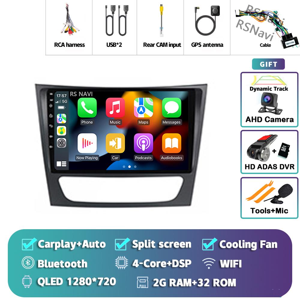 Android 14 Carplay Auto For Benz W211 Car Radio Player Multimedia stereo Navigation 4G+WIFI Head Unit DVD AI Voice 360 Camera BT