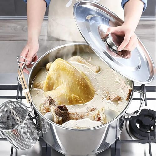 Stainless Steel Stockpot, 20cm-50cm, with Lid, Suitable for Stewing, Induction Cooking, Soup, Curry, and Other Dishes. Suitable for Home Use.