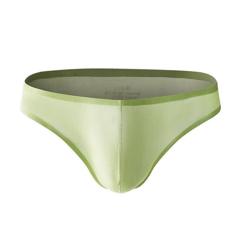 Male Summer Sexy Ice Silk Without Trace Half Pack Hip Low Waist Triangle Briefs