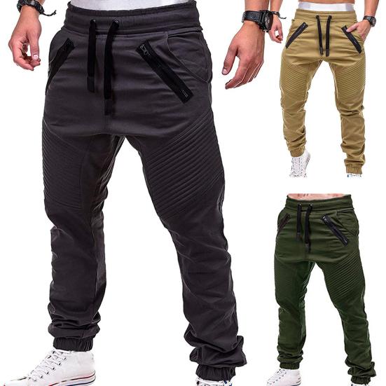 Pants Drawstring Adjustable Men Stripes Zipper Pockets Sports Trousers for Outdoor Activities