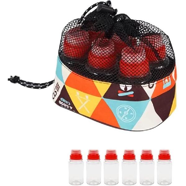 Travel Spice Containers Kit, 3 Pcs 2.7 oz Liquid Spice Bottles, 3 Pcs 3.3 oz Sauce Bottle, 4 Pcs 2.7 oz Spice Box with Small Spoon, Durable Storage