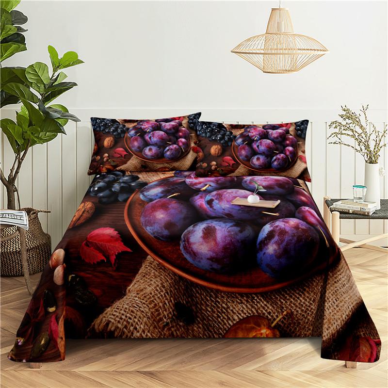 Frisches Obst 0,9/1,2/1,5/1,8/2,0 m Digitaldruck Polyester Bett Flachbettlaken mit Kissenbezug Druck Bettwäsche Set