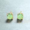 Cut Golden White Round Color Fire Opal Stud Earrings Wedding Jewelry Gift