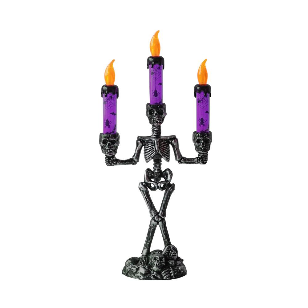 Halloween Decor Candles Battery Operated LED Skull Flickering Candles Spooky Halloween Candlesticks Light Home Decoration For