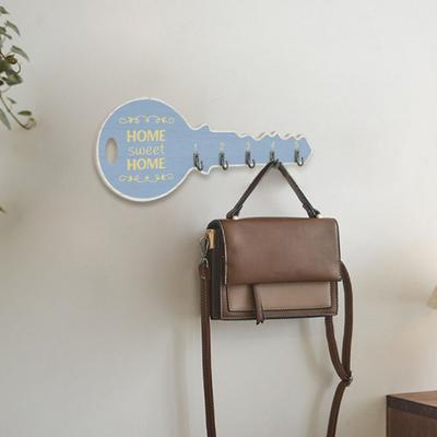 Gancio da parete in legno per chiavi, resistente, vintage, per cappelli, vestiti, ombrelli, borse, organizer, a forma di chiave, decorazione da parete per casa, ufficio, ingresso, ornamento
