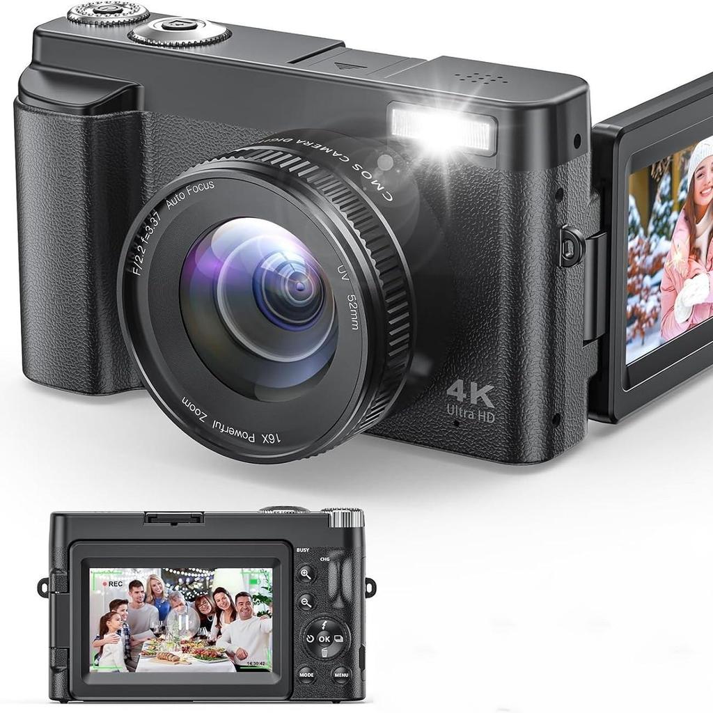 4K Ultra HD Digital Camera with 48MP & Flip Screen - Model R101