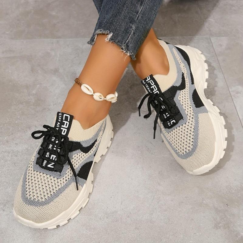 New Womens Breathable Mesh Platform Sneakers Comfortable Lace Up Outdoor Shoes