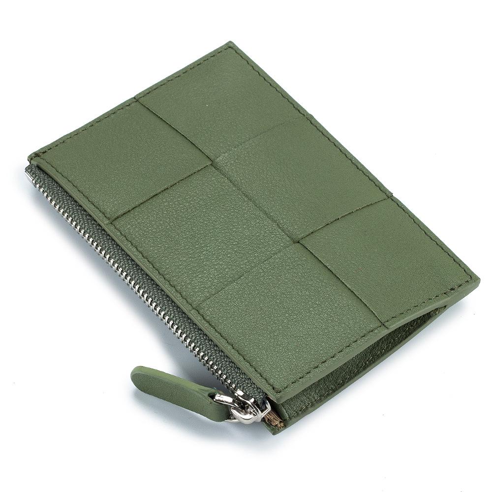 

New card bag Women s business card bag Ultra-thin exquisite zipper Multifunctional plaid change bag Portable card clip weaving