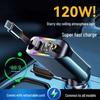 Starry Sky Car Ceiling Charger: 120W Ambient Light, 1-to-4 Fast Charging, Retractable Cable, Cigarette Lighter Adapter.