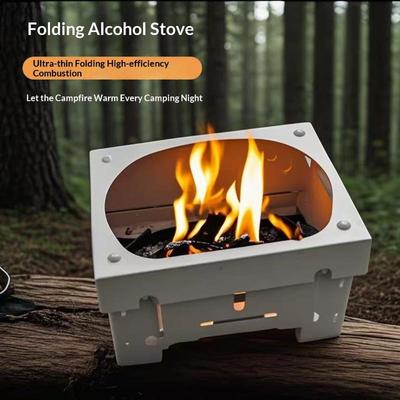 Poêle à combustible solide à alcool portable Pliable en métal pour camping Randonnée en plein air Pique-nique Randonnée Sac à dos Matériel de cuisine