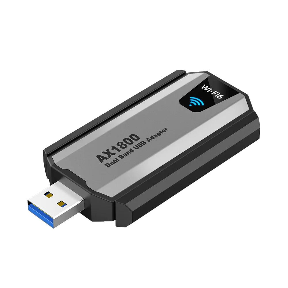 1800Mbps WiFi 6 AX1800 USB 3.0 Adapter Dual Band Network Card Antenna 2.4G/5Ghz Wireless USB Receiver Dongle Network Wi-Fi 6 For Laptop Win10/11