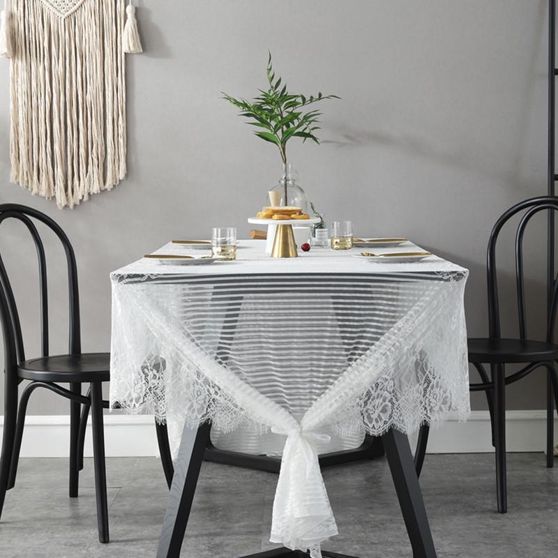 Stolní ubrus Krajkový Dutý Průhledný Ubrus Na Stůl Retro Bílý Černý Řasy Obdélníkový Elegantní Ubrusy Kryt Na Stůl