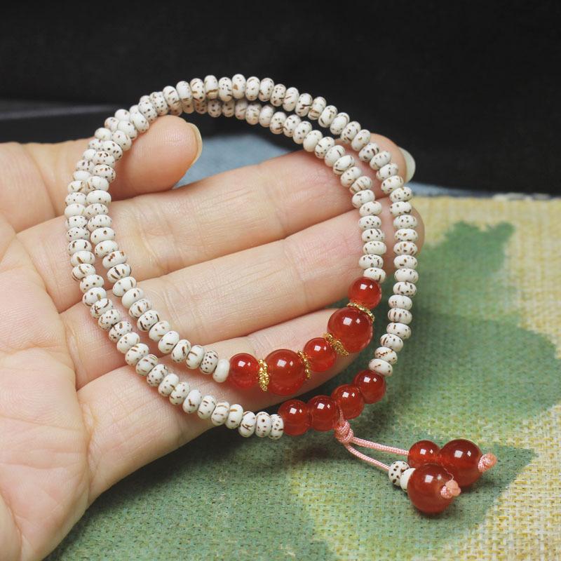 Moon Star Bodhi Seed Double Loop Bracelet, Chinese Style Beaded Jewelry for Women, Simple Fashion Wrist Ornament