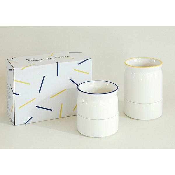 Daily Like Milky Drainable Cutlery Case S + L Set, White, 1 Set, Korean Popular Tableware