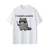 Ich brauche Snacks Waschbär Lustiges Meme T-Shirt Männer Frauen Lässig Humor Stil T-Shirts Herren 100 Baumwolle Vintage T-Shirts Streetwear
