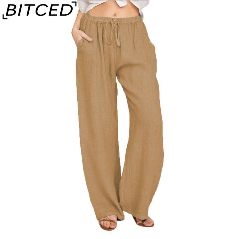 BITCED 10Color Women's Fashion Casual Solid Color Print Pants & Capris