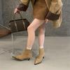 Französische Retro-Spitzabsatz elastische dünne Stiefel Damen 2025 Herbst und Winter neue Nischenmode vielseitige Schaft-Kurzstiefel