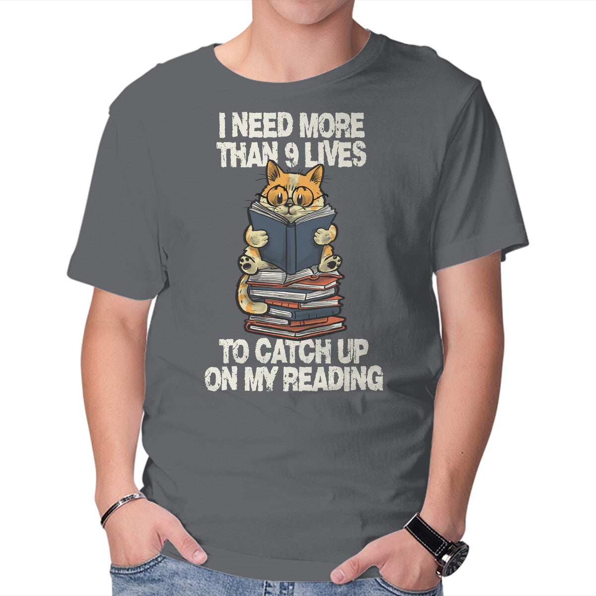 Unisex Crew Neck T-Shirt I Need More Than 9 Lives Graphic Short Sleeve Casual Tee XXXXL