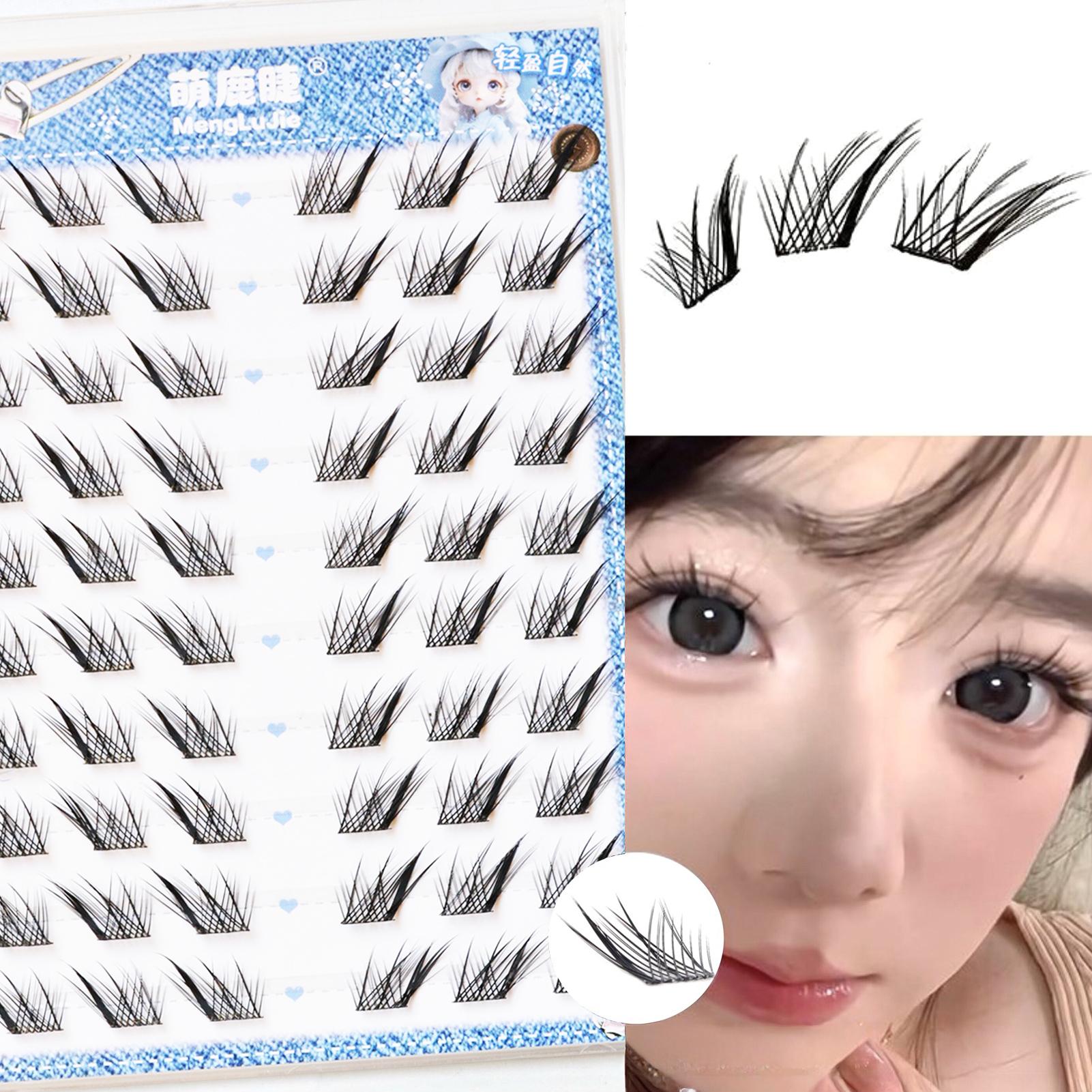 DIY Extension False Eyelashes Fluffy Volume Soft Long Segmented False Eyelashes for Beauty Eye Cosplay DIY Makeup Glue