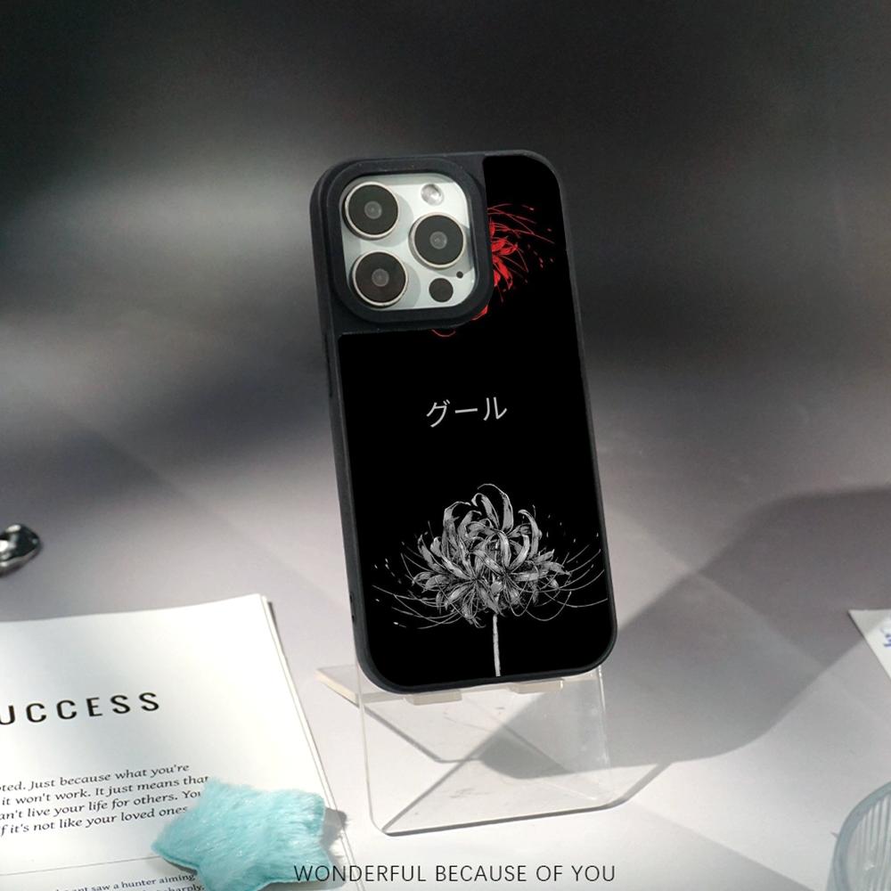 Art Red Spider Lilys Japan Design Phone Case for iPhone 17 16 E 15 14 13 12 Pro Max Sheepskin Silver-edged Protective Case