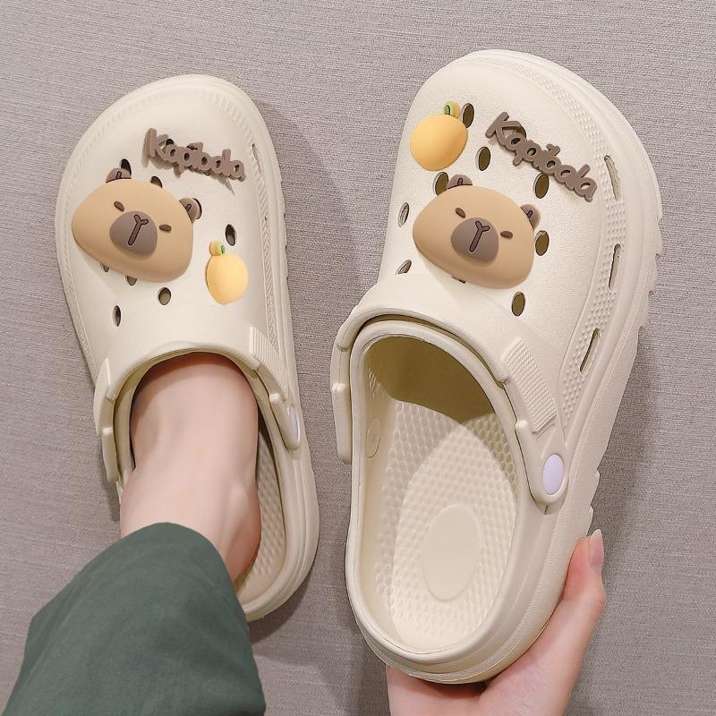 thick-soled hole shoes men's and women's summer outer wear seaside beach non-slip bag head cool slippers men
